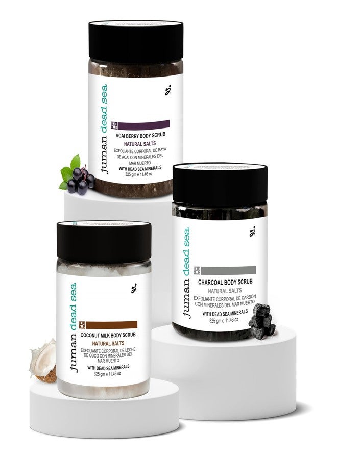 Juman Dead Sea Minerals Exfoliating Body Scrub Set | Infused with Essential Oils | Regular Body Care Kit | SlS & Paraben Free | Vegan | Scrub Pack of 3 - Image 1